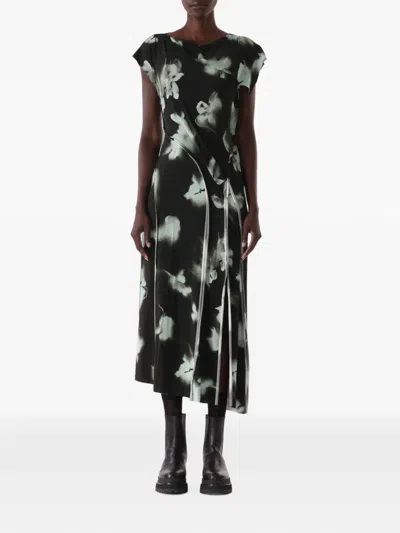 Jason Wu Collection Floral-print Asymmetric-hem Midi Dress In Grün