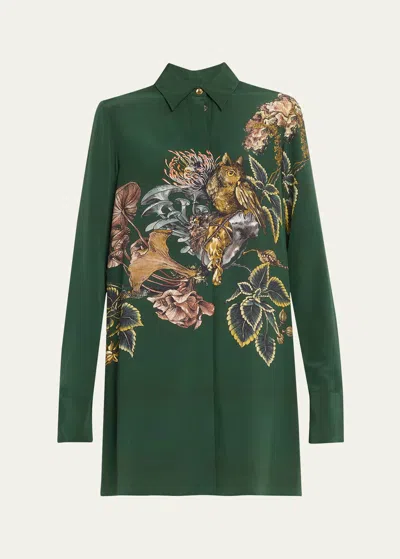 Jason Wu Collection Forest Floral Printed Shirtdress In Green