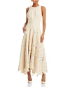 Jason Wu Collection Distressed Frayed Twill Midi Dress In Cream