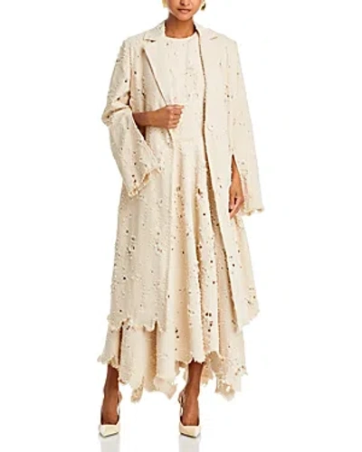 Jason Wu Collection Frayed Ripped Coat In Cream
