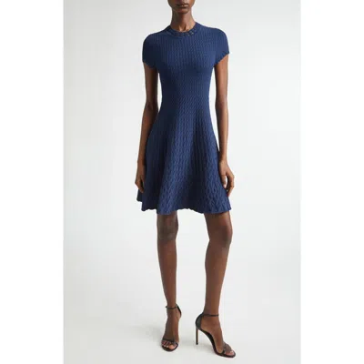 Jason Wu Collection Gradient Cable Fit & Flare Sweater Dress In Blue