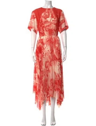 Pre-owned Jason Wu Collection Graphic Print Long Dress In Neutrals/orange