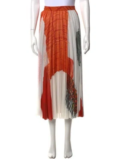 Pre-owned Jason Wu Collection Graphic Print Midi Length Skirt W/ Tags In Orange