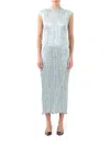 Jason Wu Collection Hammered Satin Pleated Midi Dress In Blue
