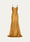 Jason Wu Collection Women's Hammered Satin Backless Gown In Burnished Gold