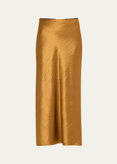 Jason Wu Collection Hammered Satin Midi Slip Skirt In Burnished Gold