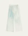 Jason Wu Collection High Rise Pleat Front Silk Habotai Pants In Ice Blue Wash