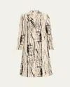 Jason Wu Collection Ink-patterend Jacquard Coat In Calicoblack