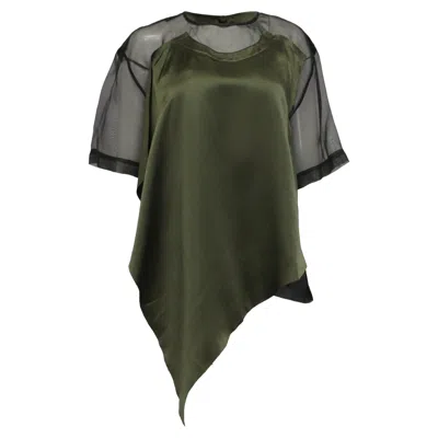 Jason Wu Collection Jason Wu Organza And Crinkled Satin T-shirt In Green Silk