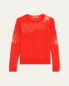Jason Wu Collection Lace-inset Merino Wool Sweater In Red