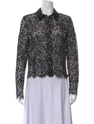 Pre-owned Jason Wu Collection Lace Pattern Long Sleeve Blouse In Black