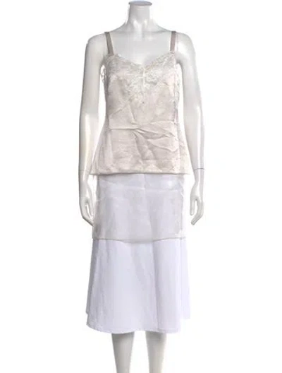 Pre-owned Jason Wu Collection Lace Pattern V-neck Top In White