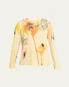 Jason Wu Collection Lace-trim Watercolor Floral Print Crewneck Sweater In Yellow