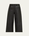 Jason Wu Collection Leather High-rise Cropped Pants In Black