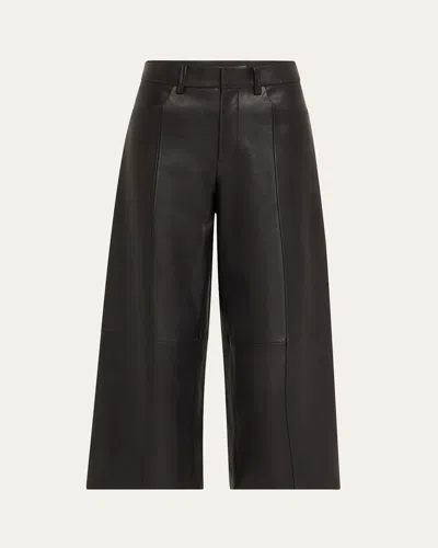 Jason Wu Collection Leather High-rise Cropped Pants In Black
