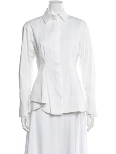 Pre-owned Jason Wu Collection Long Sleeve Button-up Top In White