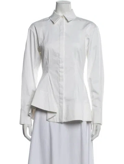 Pre-owned Jason Wu Collection Long Sleeve Button-up Top In White