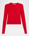 Jason Wu Collection Long-sleeve Merino Wool Crewneck Cardigan In Red