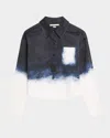 Jason Wu Collection Smudged Button Front Stretch Cotton Canvas Top