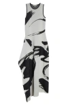 Jason Wu Collection Abstract Looped Fringe Jacquard Asymmetric Dress In Calico/black