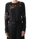 Jason Wu Collection Merino Wool Lace Crewneck Sweater In Gray
