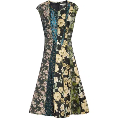 Jason Wu Collection Mixed Floral Jacquard Dress In Green