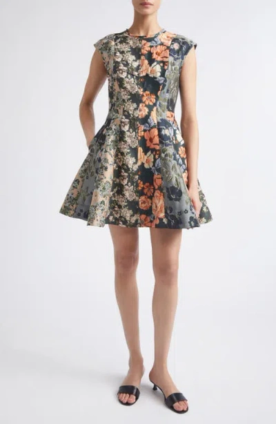 Jason Wu Collection Mixed Floral Jacquard Fit & Flare Minidress In Multi