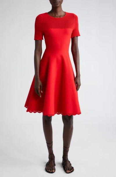 Jason Wu Collection Short Sleeve Cotton Dress In Coral