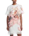 Jason Wu Collection Multi Print Silk Organza Shift Dress In White