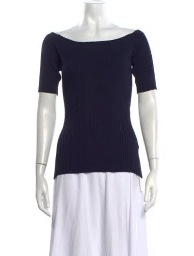 Pre-owned Jason Wu Collection Off-the-shoulder Short Sleeve Top In Blue