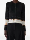 Jason Wu Collection Ombre Difussed Stripe Wool Cardigan In Black