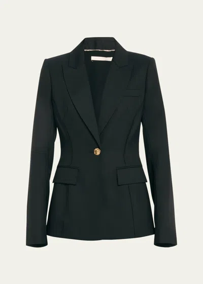 Jason Wu Collection One-button Fitted Wool Blazer In Black
