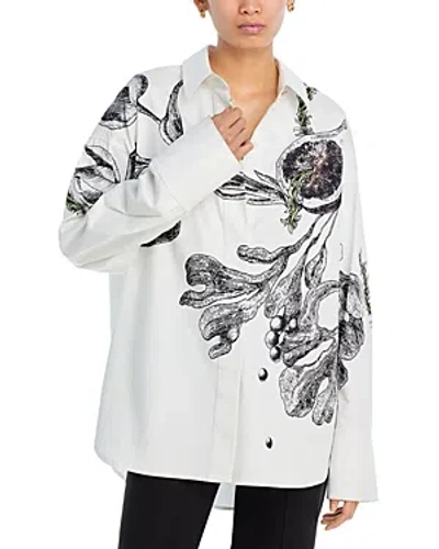 Jason Wu Collection Oversized Button Up Shirt In Chalk Multi