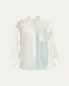 Jason Wu Collection Oversized Button-up Silk Habotai Shirt In Ice Blue Wash