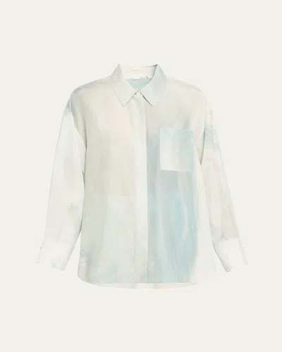 Jason Wu Collection Oversized Button-up Silk Habotai Shirt In Ice Blue Wash