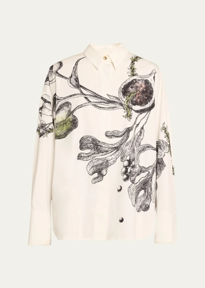 Jason Wu Collection Oversized Placement-print Button-down Shirt In Chalk Multi
