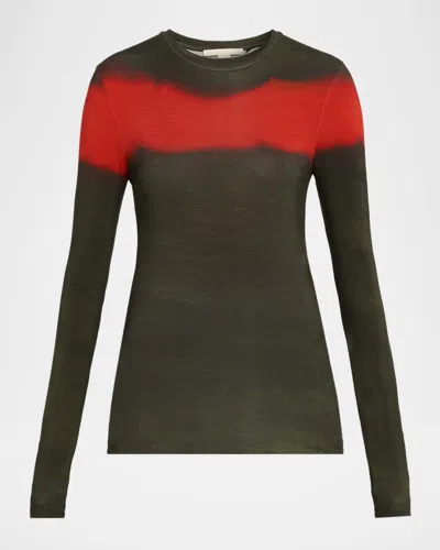Jason Wu Collection Painted Stripe Long Sleeve Jersey Top In Black