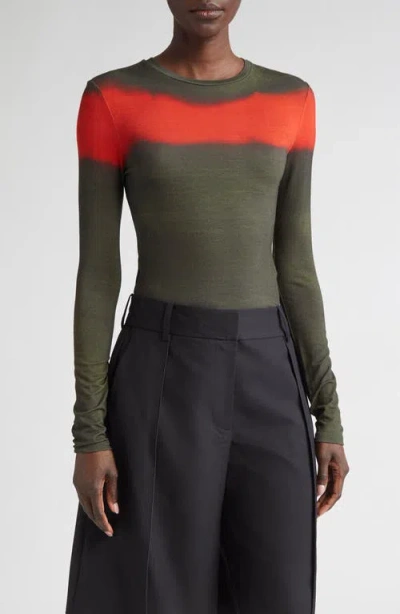 JASON WU COLLECTION JASON WU COLLECTION PAINTED STRIPE LONG SLEEVE JERSEY TOP