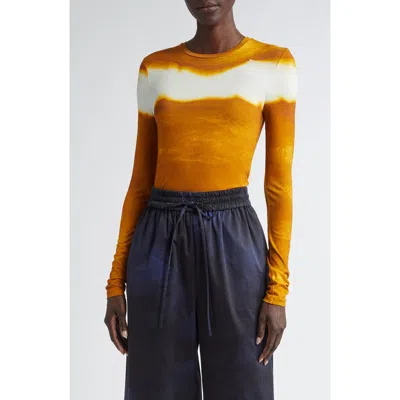 JASON WU COLLECTION JASON WU COLLECTION PAINTED STRIPE LONG SLEEVE JERSEY TOP