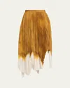Jason Wu Collection Painted Striped Pleated Asymmetric Skirt In Gold