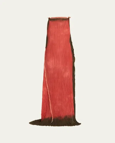 Jason Wu Collection Painted Stripe Pleated Boat-neck Backless Gown