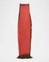 Jason Wu Collection Painted Stripe Boat Neck Scooped Back Pleated Gown In Red