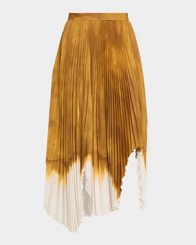 Jason Wu Collection Painted Striped Pleated Asymmetric Skirt