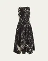Jason Wu Collection Painters Twill Handkerchief Midi Dress In Black Chalk
