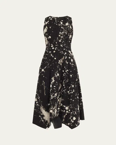 Jason Wu Collection Painters Twill Handkerchief Midi Dress In Black Chalk