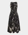 Jason Wu Collection Painters Twill Handkerchief Midi Dress In Black Chalk