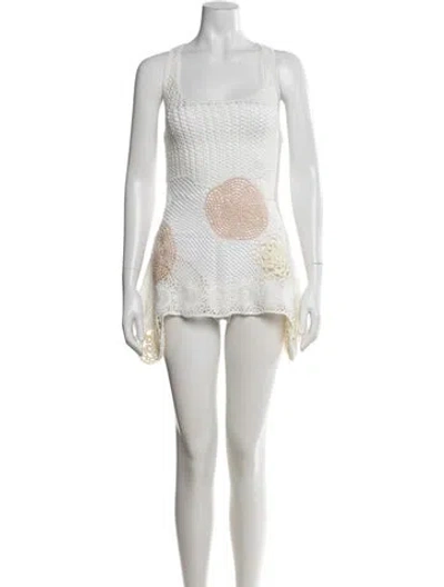 Pre-owned Jason Wu Collection Patterned Square Neckline Top In White