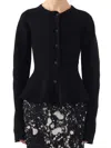 Jason Wu Collection Peplum-hem Wool Cardigan In 黑色
