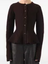 Jason Wu Collection Boiled Wool Peplum Cardigan In Brown