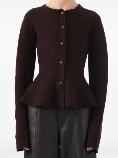 JASON WU COLLECTION PEPLUM-HEM WOOL CARDIGAN